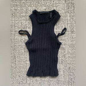 Helmut Lang Black Ribbed Tank Top